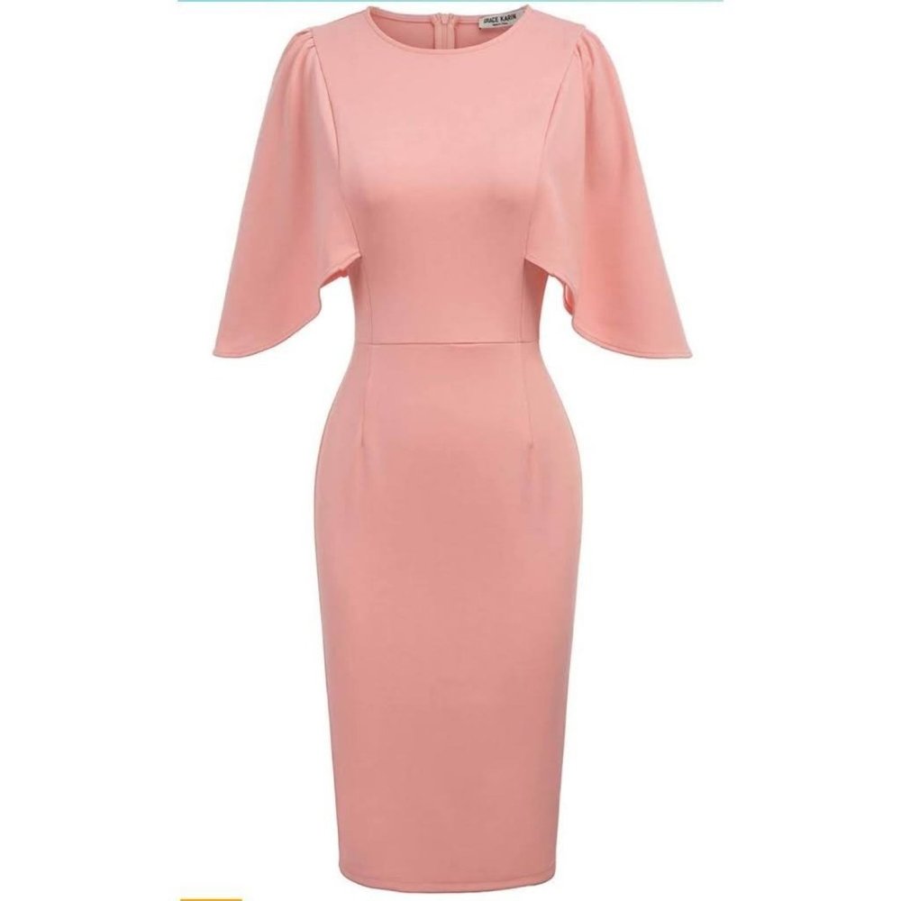 Grace Karin Pink Cape Sleeve Dress